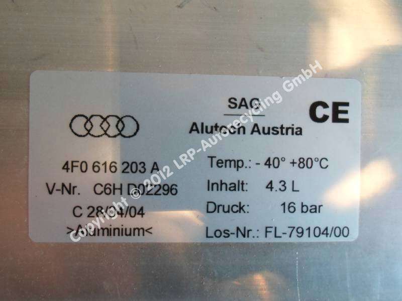 Drucksp Luftfederung 4F0616203A Audi A6 (4f, 04/04-) BJ: 2004